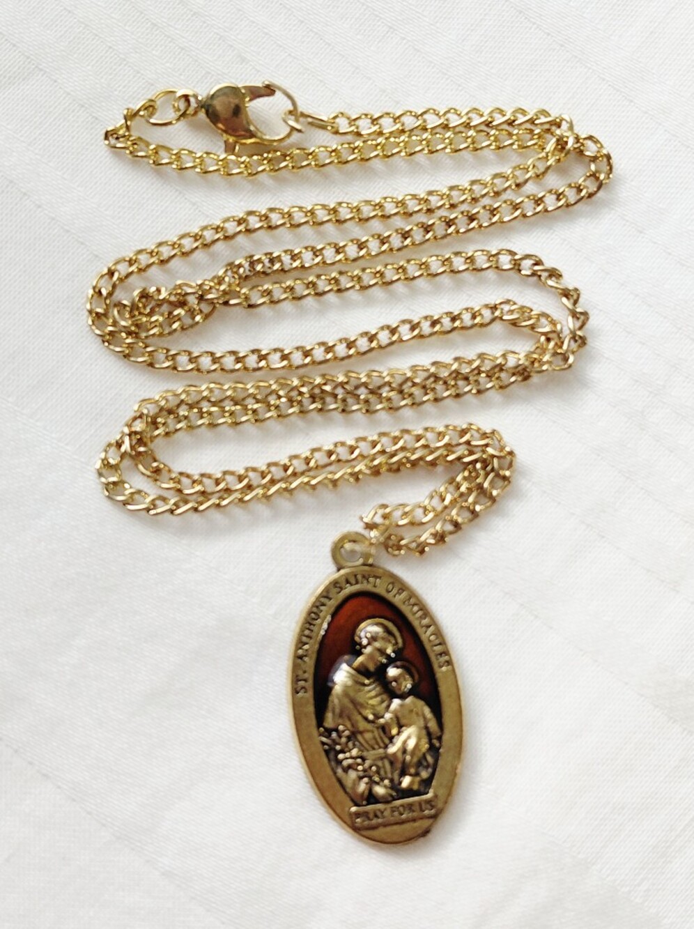 New Gold St Anthony Necklace Medal
